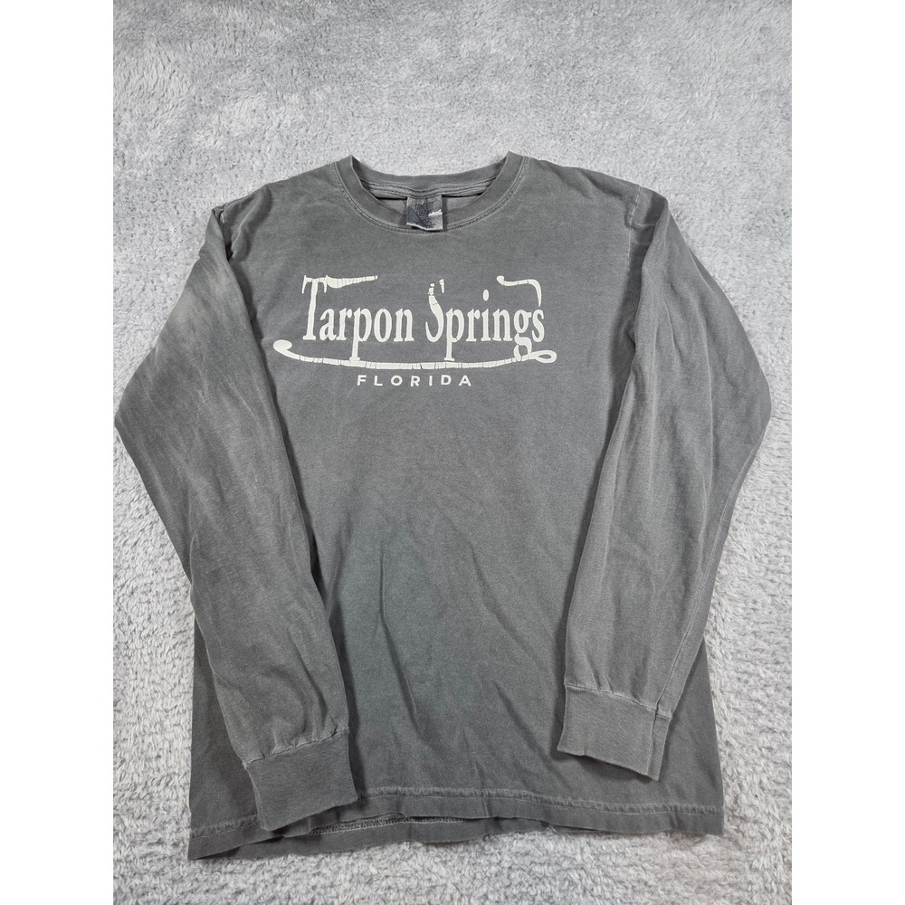 Coastal Comfort Tarpon Springs Florida Long Sleeve Graphic T-Shirt Grey Womens M